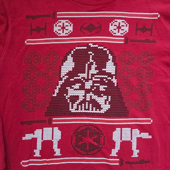 Star Wars Ugly Christmas Sweater/Sweatshirt Darth Vader Adult Lg Black/Red/Gray - Picture 1 of 8